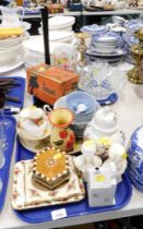 Royal Albert Old Country roses bowl, milk jug, plate and photograph frame, a bowls style house, two