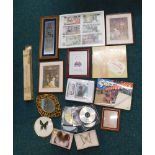 Pictures and prints, mirror, night frame, St Michael book, etc. (1 box)