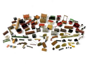Britain's and other farmyard equipment and accessories, including Dinky Toys motor car, hay bales, w