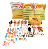 Various toys and games, comprising Smurfs, Rupert Bear, Action Men, Homepride Men, Clubhouse Caboo s