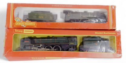 Hornby OO gauge locomotives, including a Schools class locomotive Repton in Southern green, and a BR
