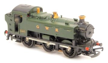 A kit built white metal 9400 class pannier tank locomotive, 0-6-0, 9405 in GWR green.