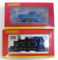 Hornby OO gauge tank locomotives, including R3483 0-4-0 diesel Sentinel Crossley & Evans livery, and
