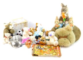 TY Beanie Babies, including Darling, Paul, Chipper, etc., and other soft toys including a hippo foot