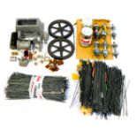 Various automobile and bicycle parts, to include spokes, brake reels, castings, etc. (3 trays)