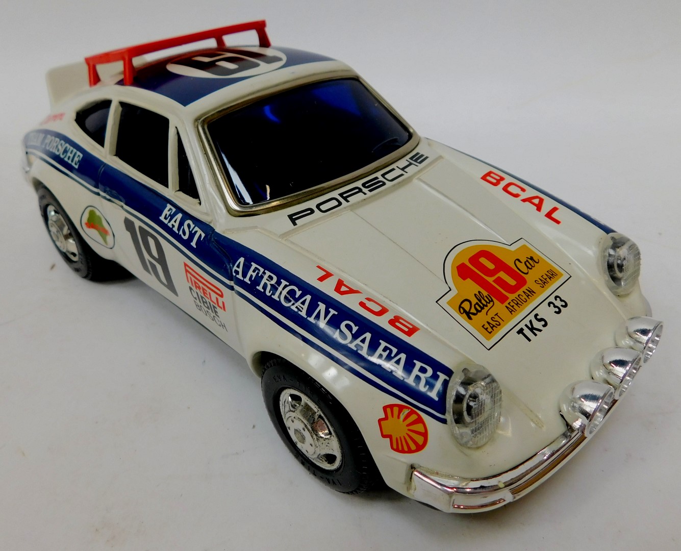 An Alps battery powered Porsche Carrera rally type car, boxed. - Image 2 of 2