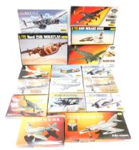 Heller model kits, including Nord 2501 Nor Atlas, AMD Mirage 2000 IVM, NAF 86F Sabre, Heinkel HE112B