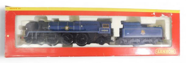 A Hornby OO gauge Merchant Navy class locomotive Canadian Pacific, 4-6-2, 35005, in BR blue, R2171,