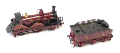 A kit built O gauge steam locomotive and tender, in BR red livery, numbered 1482.