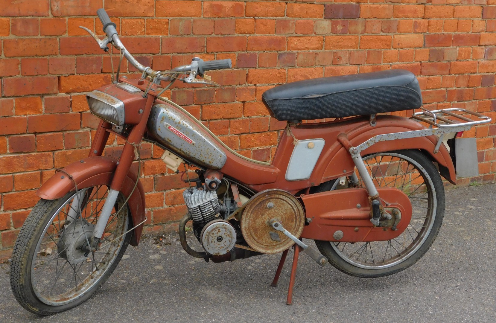 A Motobecane Mobylette moped, registration MKJ 716P, copper, 5067 kilometres recd.