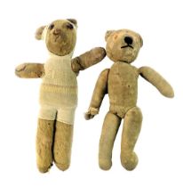 Two blonde plush jointed 19thC Teddy bears. (AF)
