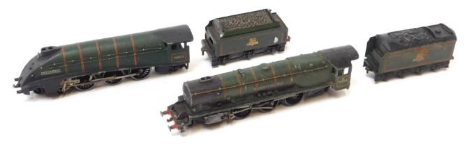 Hornby OO three rail locomotives, comprising Mallard 6002, 4-6-2, BR green livery, and Duchess of M