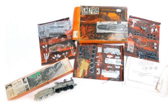 Keyser model kits OO gauge white metal and brass locomotive kits, including a GWR Dean's Goods locom