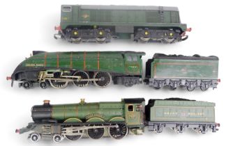 Hornby Dublo locomotives, including a class A4 locomotive Golden Fleece 60030, in BR lined green, a