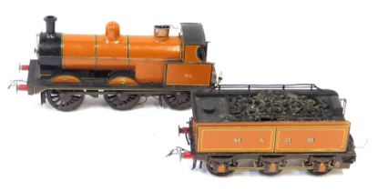 A kit built O gauge tinplate locomotive and tender, in BR brown livery, numbered GE.