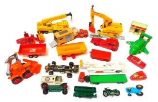 Diecast vehicles, to include Thunderbird II, Muirhill JCB Digger, Matchbox Home Store, etc, play wor