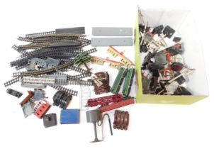 Hornby OO and other railway accessories, including bus stops, signals, water tank, etc. (1 box)