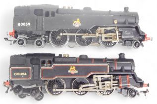 Hornby Dublo two rail and three rail BR black standard 4MT tank locomotives, 80054, in BR lined blac