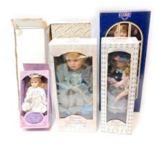 Collectors dolls, comprising Leonardo Collection Christie, Clara, Alberon, Hannah, china doll Elizab