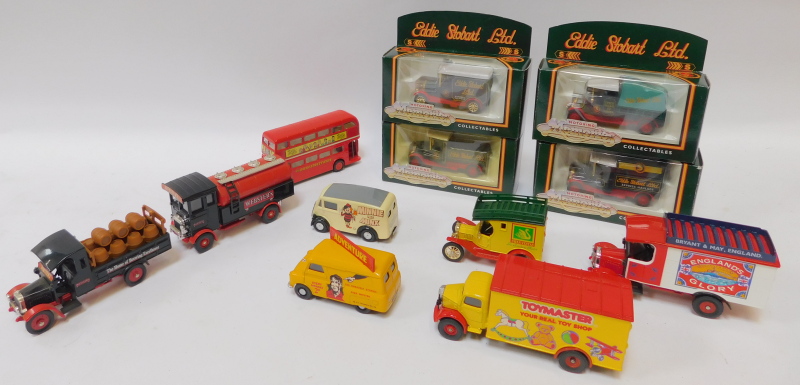 Corgi diecast collectors cars, comprising Comic Classics Adventure, Morris J van and AEC bus The Bas