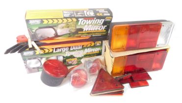 Automobile related parts, to include towing number plates, auto electrical parts, large dual towing