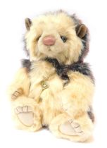 A Charlie Bears Teddy bear, dark and light brown with key pendant, bearing label, CB165104, 26cm hig