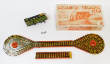 A Mettoy Railways mechanical streamline train, boxed.