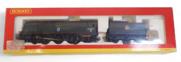 A Hornby OO gauge Battle of Britain class locomotive Tangmere, 4-6-2, 34067, BR lined green, R2221,