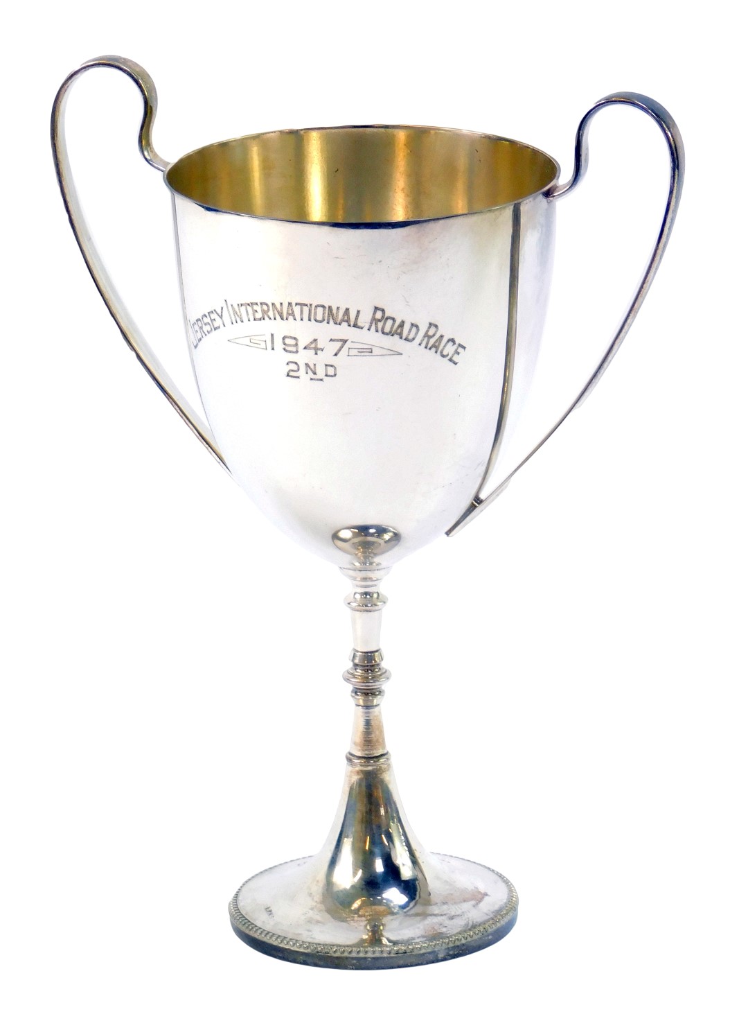Motor Racing Interest. A silver plated two handled trophy awarded to Raymond Mays, for The Jersey In