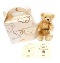 A Steiff blond plush jointed Teddy bear for 2002 Centenary bear, with labels, tags, 25cm high, boxed