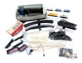 Model railway OO gauge, to include various track, partial coaches, replacement bases, wagons, etc. (