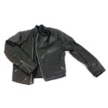 A TT Leathers International black leather motorcycle jacket, size small. (AF)