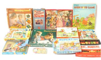 Jigsaws and board games, comprising Waddington's Walt Disney Robin Hood game, Leisure Hour, Rupert B