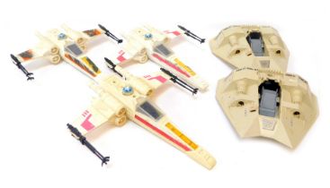 A group of Star Wars 1980s X Wing Fighters and T-47 airspeeders. (5)
