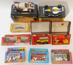Diecast collectors vehicles, comprising Matchbox Royal Wedding Bus, Vanguards Whitbread Candy, Match