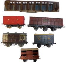 Five 'O' gauge scratch built goods wagons, for Caledonian Railway (3), Highland Railway and L & NWR.