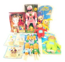 Various toys and games, comprising High School Musical Troy and Gabriella, Pink Power Ranger, Peter