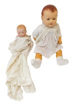 Two bisque headed dolls, comprising a German Armand Marseille child, numbered 341-4K, with painted b