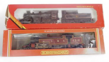 Hornby OO gauge locomotives, including a class 4P Fowler locomotive, 2312 in LMS crimson and an Ivat