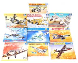 Italeri model kits, including the Bell Boeing V-22A Osprey, Martin B57 Canberra, Junkers JU-52, Doug