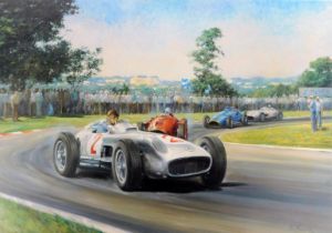 After Alan Fearnley. Fangio, print of Juan Manual Fangio