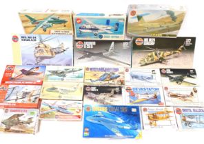 Airfix model kits, including Hunting Percival Jet Provost T3, Hanover CL.111A, Bristol Bulldog, MIL