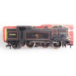 A Hornby Dublo three rail class N2 tank locomotive, 0-6-2, 69550, in BR black, in associated box.