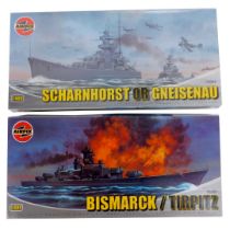 Airfix model kits, comprising Snarhaus Gneisenau, and 08205 Bismark/Tirpitz, 1:400 scale, boxed. (2)