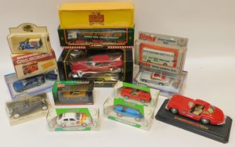 Diecast cars and vehicles, playworn, to include Great British Buses, London Transport RTW double dec