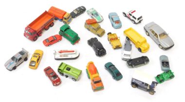 Diecast vehicles, playworn, comprising Matchbox Series Hoveringham truck, Lonestar Impy truck, Tetle