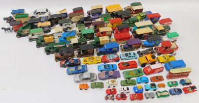 A group of diecast vehicles, playworn, to include advertising vans, Teama trucks, Lledo Days Gone mo