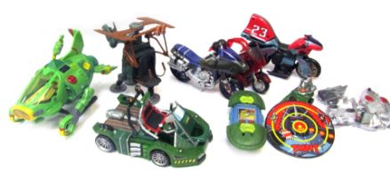 A collection of Teenage Mutant Ninja Turtle vehicles, to include Rafael's bike, Submarine,No. 2 mobi