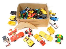 Playworn diecast vehicles, Tonka, Tri-ang, Dinky and others, to include tractor, boomerangs, racing
