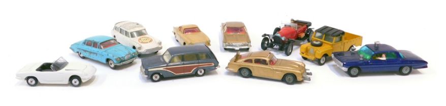 A group of diecast vehicles, playworn, comprising Corgi Citroen Safari, Ford Consul Cortina, Buick R